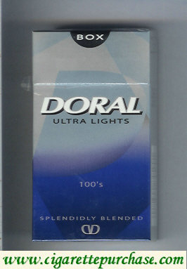 Doral Splendidly Blended Ultra Lights 100s cigarettes hard box